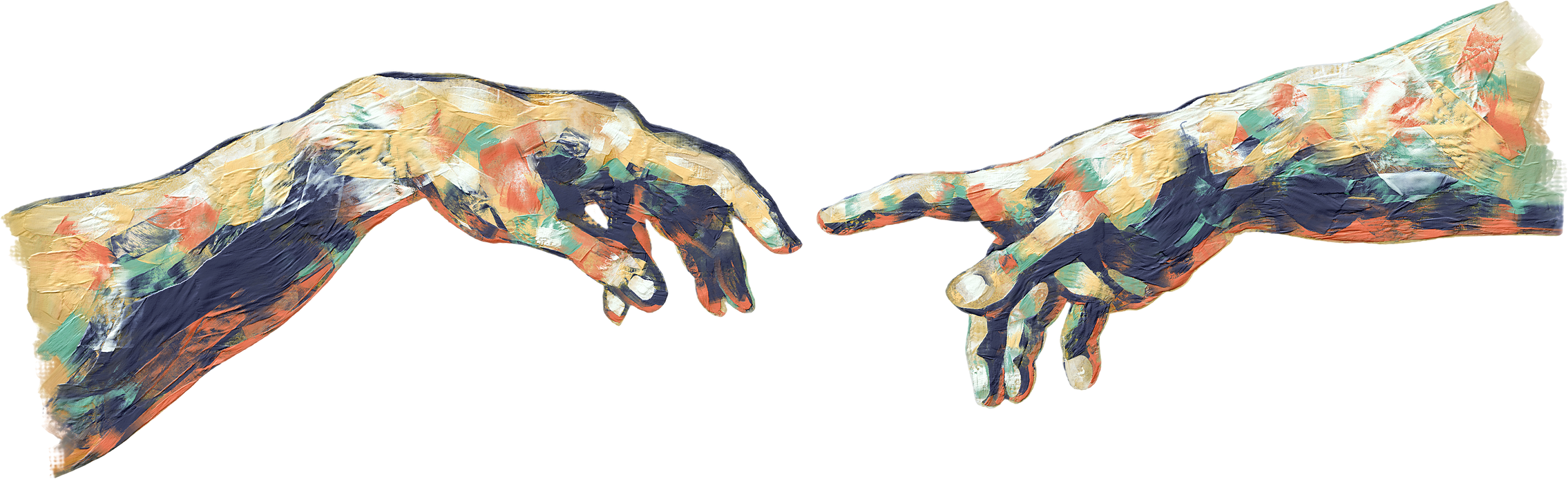 Hands expressive art textured brush strokes